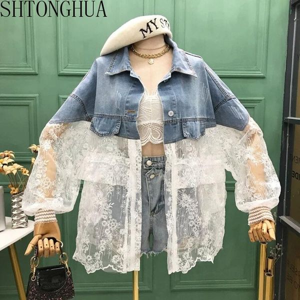 women's jackets 2021 summer long sleeve jeans coat loose drawstring lace stitching perspective jacket ladies denim, Black;brown
women's jackets 2021 summer long sleeve jeans coat loose drawstring lace stitching perspective jacket ladies denim, Black;brown