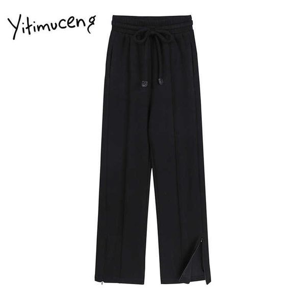 yitimuceng sport pants womens summer split fork trousers loose high waist comfortable casual black fashion streetwear 210601, Black;white
yitimuceng sport pants womens summer split fork trousers loose high waist comfortable casual black fashion streetwear 210601, Black;white