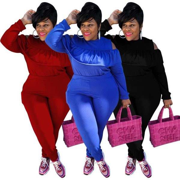 women's two piece pants autumn winter plus size casual sets solid color tracksuits sweatsuits ruffles o-neck skinny jogger outfits, White
women's two piece pants autumn winter plus size casual sets solid color tracksuits sweatsuits ruffles o-neck skinny jogger outfits, White