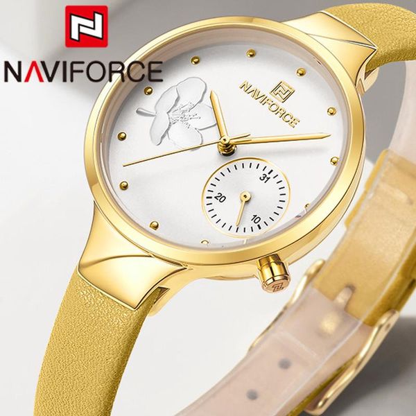 wristwatches naviforce fashion women watch yellow gold ladies wristwatch genuine leather bracelet classic female clock 5001, Slivery;brown
wristwatches naviforce fashion women watch yellow gold ladies wristwatch genuine leather bracelet classic female clock 5001, Slivery;brown