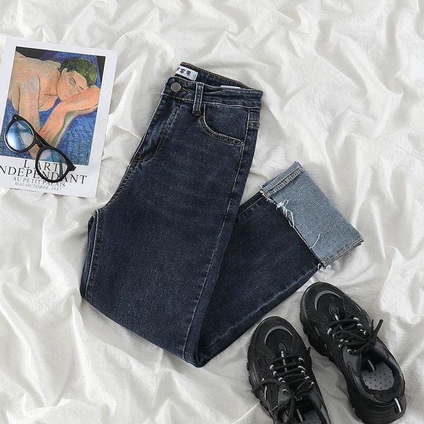 women's jeans spring small straight pants high waist retro versatile elastic curled loose wide leg, Blue
women's jeans spring small straight pants high waist retro versatile elastic curled loose wide leg, Blue