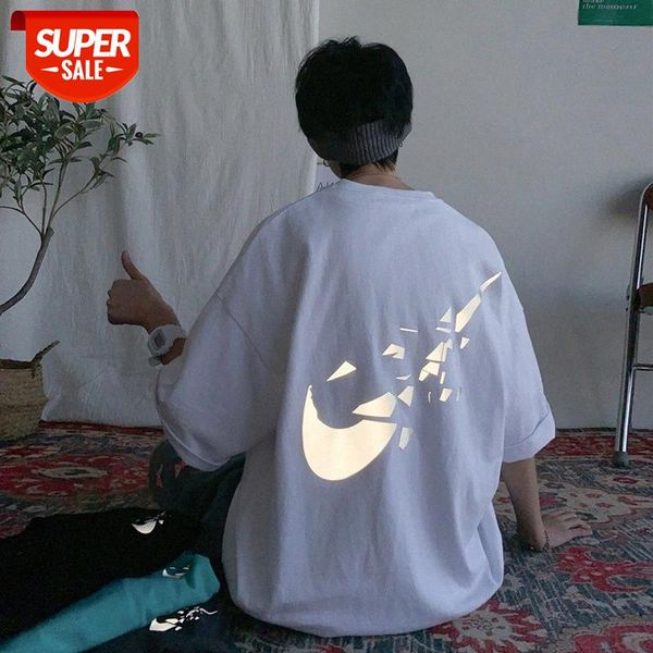 short-sleeved men's tide brand trend summer hong kong loose reflective half-sleeved ins five-point sleeve t-shirt #iw2o, White;black
short-sleeved men's tide brand trend summer hong kong loose reflective half-sleeved ins five-point sleeve t-shirt #iw2o, White;black