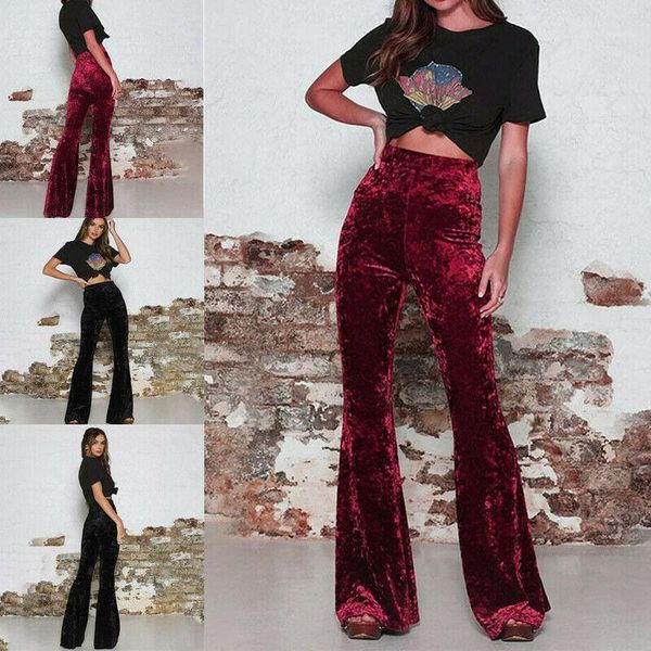 women's pants & capris fashion womens solid high waist crushed gold velvet bell bottom ladies stretch wide leg long palazzo trousers fl, Black;white
women's pants & capris fashion womens solid high waist crushed gold velvet bell bottom ladies stretch wide leg long palazzo trousers fl, Black;white