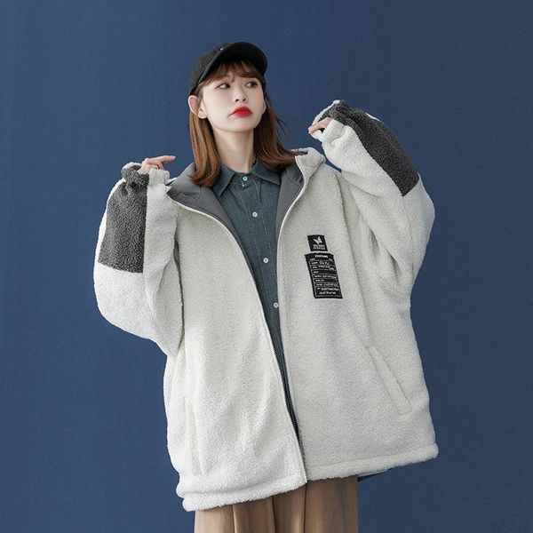 women's jackets womens loose fit plush coat long-sleeve casual stitching wear on both sides plus thick lambswool outwear, Black;brown
women's jackets womens loose fit plush coat long-sleeve casual stitching wear on both sides plus thick lambswool outwear, Black;brown