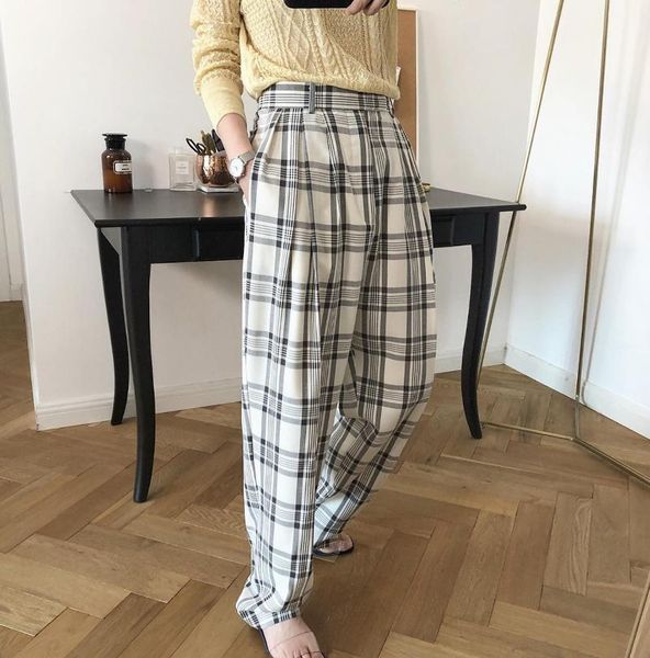 women's pants & capris obrix casual style plaid high waist female light stylish summer spring trousers for women, Black;white
women's pants & capris obrix casual style plaid high waist female light stylish summer spring trousers for women, Black;white
