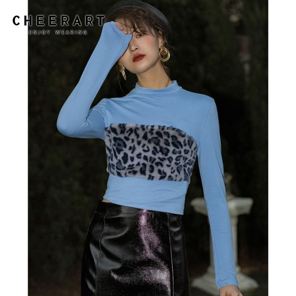 blue long sleeve t shirt women patchwork lepord print cotton tee fashion underwear 210427, White
blue long sleeve t shirt women patchwork lepord print cotton tee fashion underwear 210427, White