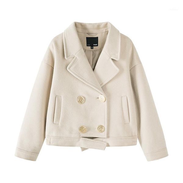 women's wool & blends semir women short coat winter lapel double breasted loose fashion modern windbreaker woolen trend, Black
women's wool & blends semir women short coat winter lapel double breasted loose fashion modern windbreaker woolen trend, Black