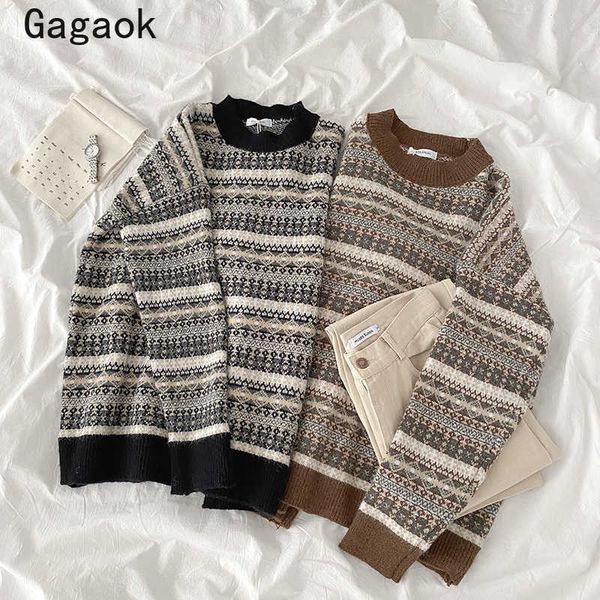 woman sweater spring autumn o-neck vintage striped knitted warm sweaters korean chic outwear fashion pullovers 210531, White;black
woman sweater spring autumn o-neck vintage striped knitted warm sweaters korean chic outwear fashion pullovers 210531, White;black