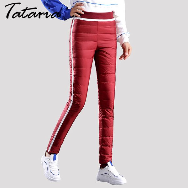 women striped pants white duck down pantalon femme winter warm elastic waist mujer trousers sweatpants tataria 210514, Black;white
women striped pants white duck down pantalon femme winter warm elastic waist mujer trousers sweatpants tataria 210514, Black;white