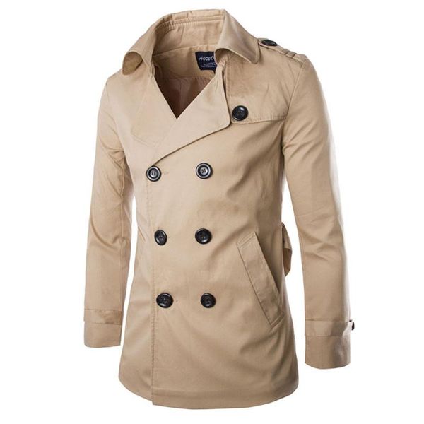 men's trench coats autumn windbreaker double-breasted lapels slim long coat fashion classic solid color business, Tan;black
men's trench coats autumn windbreaker double-breasted lapels slim long coat fashion classic solid color business, Tan;black