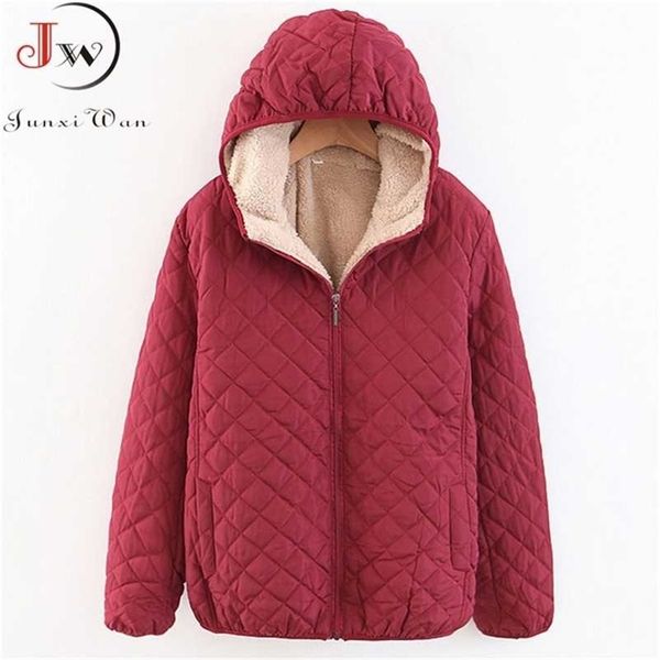 women autumn winter parkas coat jackets female lamb hooded plaid long sleeve warm winter jacket plus size s~3xl casaco feminino 211117, Black;brown
women autumn winter parkas coat jackets female lamb hooded plaid long sleeve warm winter jacket plus size s~3xl casaco feminino 211117, Black;brown