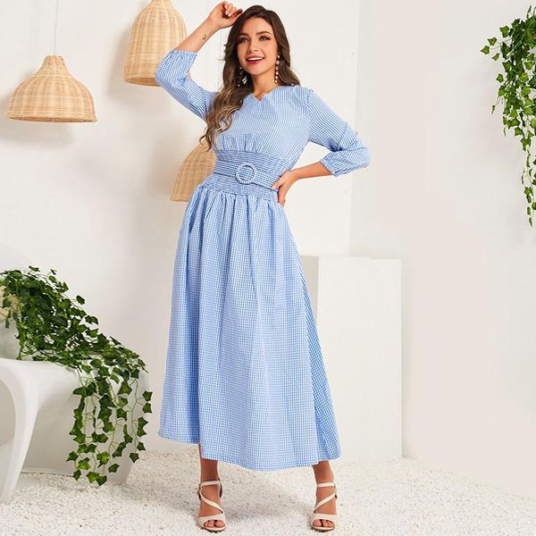 casual dresses classic women's three quarter sleeves, small grille, v-neck, high waist, soft and elegant long goddess, blue a word, in, Black;gray
casual dresses classic women's three quarter sleeves, small grille, v-neck, high waist, soft and elegant long goddess, blue a word, in, Black;gray