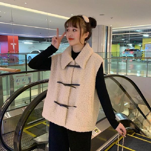 women's vests 2021 autumn winter lapel imitation lamb wool all-match loose jacket female vest top, Black;white
women's vests 2021 autumn winter lapel imitation lamb wool all-match loose jacket female vest top, Black;white