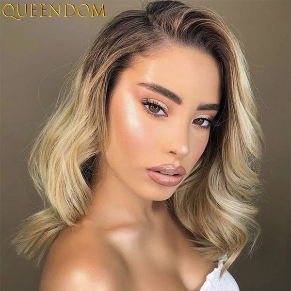 14'' short water wave part lace wig ombre blonde body wave lace wig heat resistant synthetic shoulder length women's, Black
14'' short water wave part lace wig ombre blonde body wave lace wig heat resistant synthetic shoulder length women's, Black