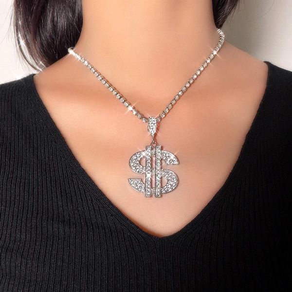 chains fashion shiny rhinestone big dollar pendant necklace for women gold silver color crystal tennis chain punk jewely gift
chains fashion shiny rhinestone big dollar pendant necklace for women gold silver color crystal tennis chain punk jewely gift