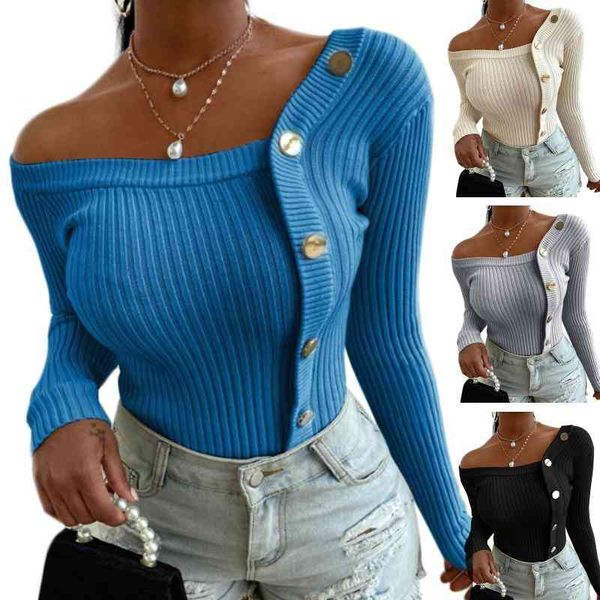 women's sweaters women long sleeve ribbed knit sweater irregular button decor solid color pullover off shoulder bodycon jumper, White;black
women's sweaters women long sleeve ribbed knit sweater irregular button decor solid color pullover off shoulder bodycon jumper, White;black