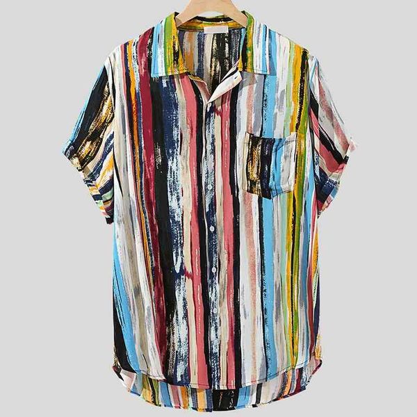 2019 summer new short sleeve men's printed casual shirt beach color stripe geometry, White;black
2019 summer new short sleeve men's printed casual shirt beach color stripe geometry, White;black