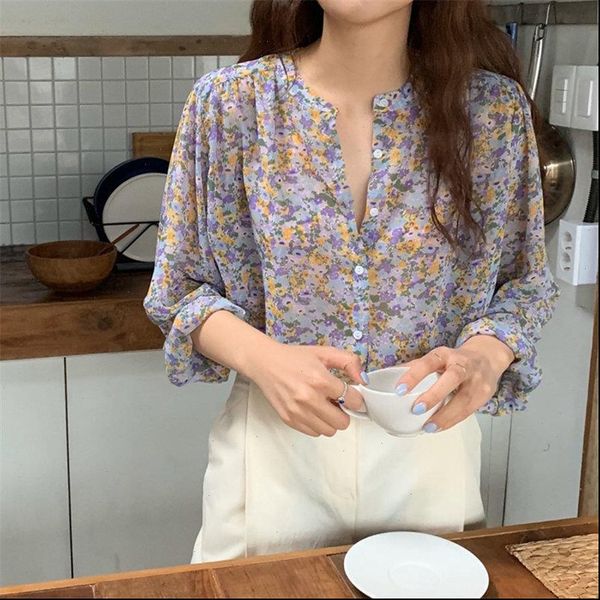 womens blouses korean chic fashion florals chiffon summer streetwear loose leisure retro sweet thin fairy female shirts, White
womens blouses korean chic fashion florals chiffon summer streetwear loose leisure retro sweet thin fairy female shirts, White