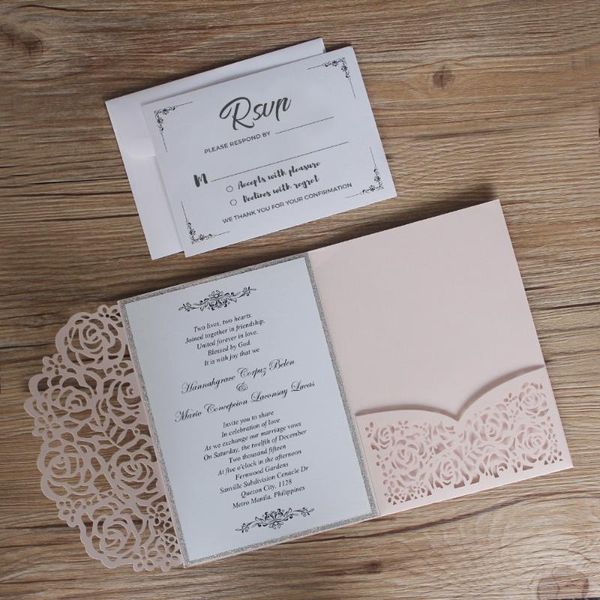 greeting cards pink laser cut wedding invitation, rose invitation suit, romantic card with rsvp - set of 50 pcs
greeting cards pink laser cut wedding invitation, rose invitation suit, romantic card with rsvp - set of 50 pcs