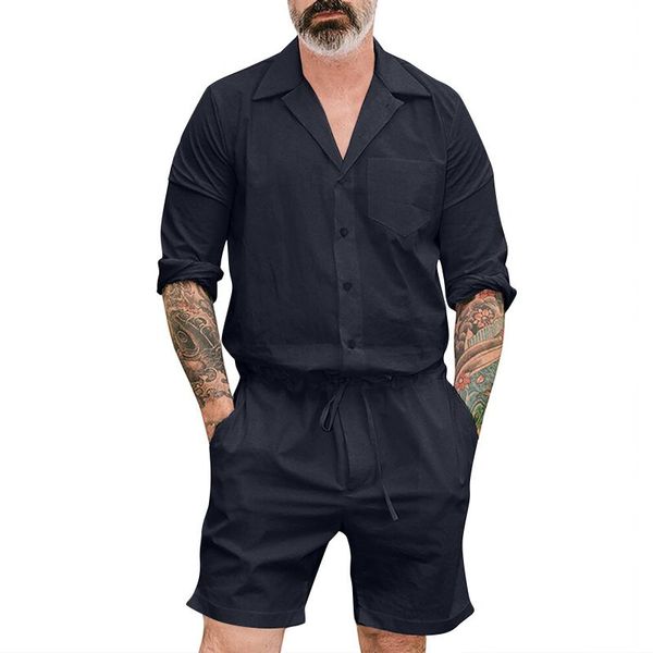 men's pants 2021 jumpsuit solid linen drawstring overalls buttons long sleeve short romper casual, Black
men's pants 2021 jumpsuit solid linen drawstring overalls buttons long sleeve short romper casual, Black