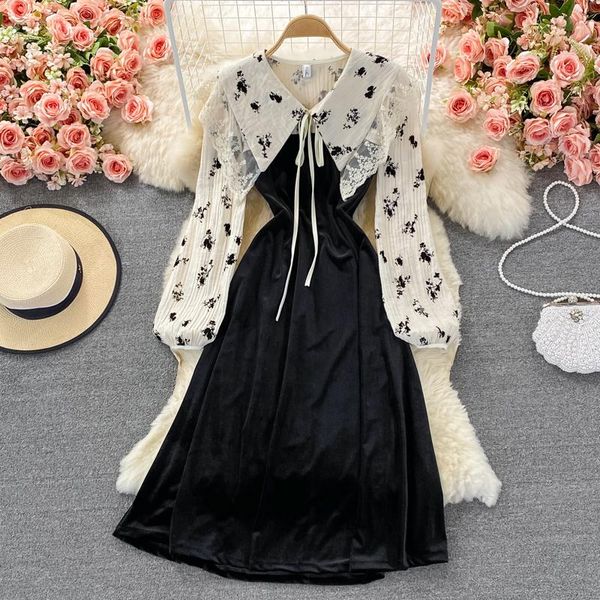 casual dresses 2021 autumn and winter french retro stitching fake two-piece waist temperament age-reducing sweet doll collar dress, Black;gray
casual dresses 2021 autumn and winter french retro stitching fake two-piece waist temperament age-reducing sweet doll collar dress, Black;gray
