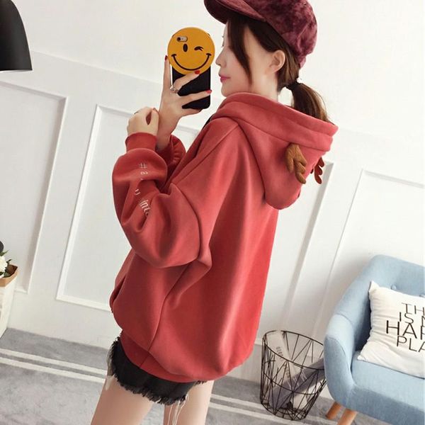 women's hoodies & sweatshirts women autumn winter sweet style thicken antlers hooded letter embroidery drop shoulder loose for student, Black
women's hoodies & sweatshirts women autumn winter sweet style thicken antlers hooded letter embroidery drop shoulder loose for student, Black