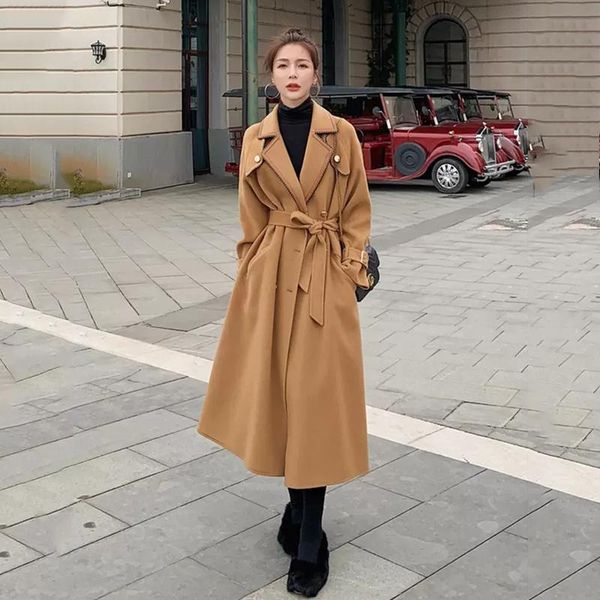 women's wool & blends 2021autumn women coat turn down collar drouble breasted outerwear vintage female woolen femme streetwear overcoat, Black
women's wool & blends 2021autumn women coat turn down collar drouble breasted outerwear vintage female woolen femme streetwear overcoat, Black
