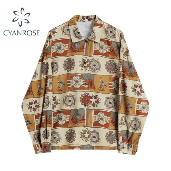 autumn vintage print shirt women turn down collar long sleeve button up streetwear korean casual loose blouse female blusas 210515, White
autumn vintage print shirt women turn down collar long sleeve button up streetwear korean casual loose blouse female blusas 210515, White