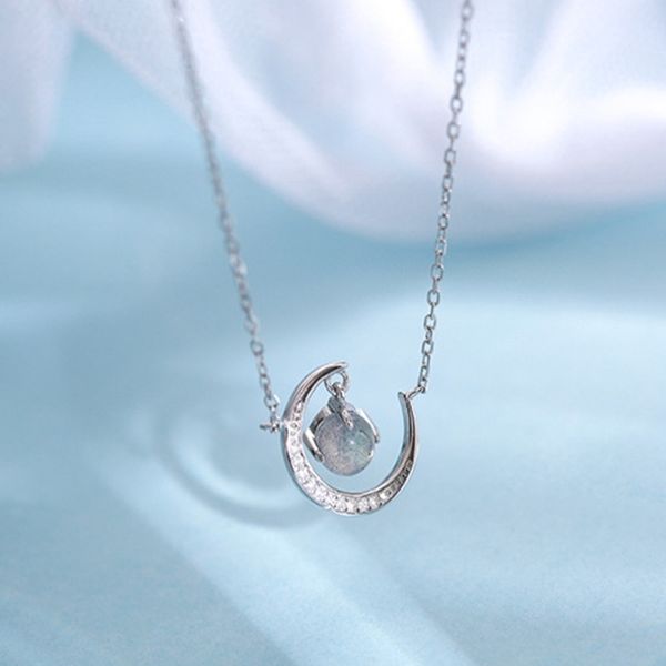 minority design moonstone women's silver plated simple temperament clavicle chain mori series moon net red pendant necklace, Black
minority design moonstone women's silver plated simple temperament clavicle chain mori series moon net red pendant necklace, Black