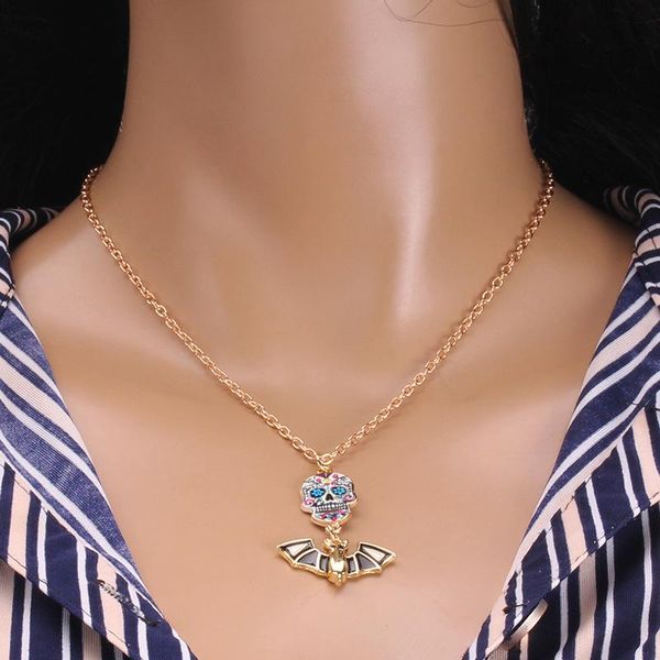 pendant necklaces halloween necklace women skull woman chain simple jewelry bat gold color trendy sweet metal naszyjnik, Silver
pendant necklaces halloween necklace women skull woman chain simple jewelry bat gold color trendy sweet metal naszyjnik, Silver