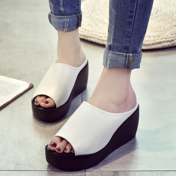 slippers women's slope cool slipper thick base soild color hight heel one word platform soft ladies wedges flip flop sandals, Black
slippers women's slope cool slipper thick base soild color hight heel one word platform soft ladies wedges flip flop sandals, Black
