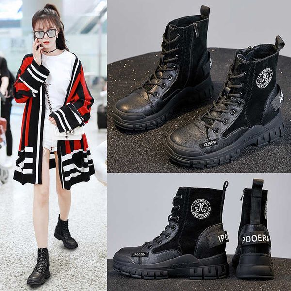 autumn and winter martin boots women's inner high shoes small british real leather children 313233, Black
autumn and winter martin boots women's inner high shoes small british real leather children 313233, Black