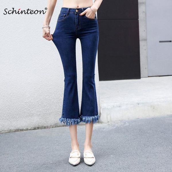 women's jeans 2021 schinteon plus size women denim calf-length flare pants high waist elasticity tassel trousers fashion 38 40, Blue
women's jeans 2021 schinteon plus size women denim calf-length flare pants high waist elasticity tassel trousers fashion 38 40, Blue