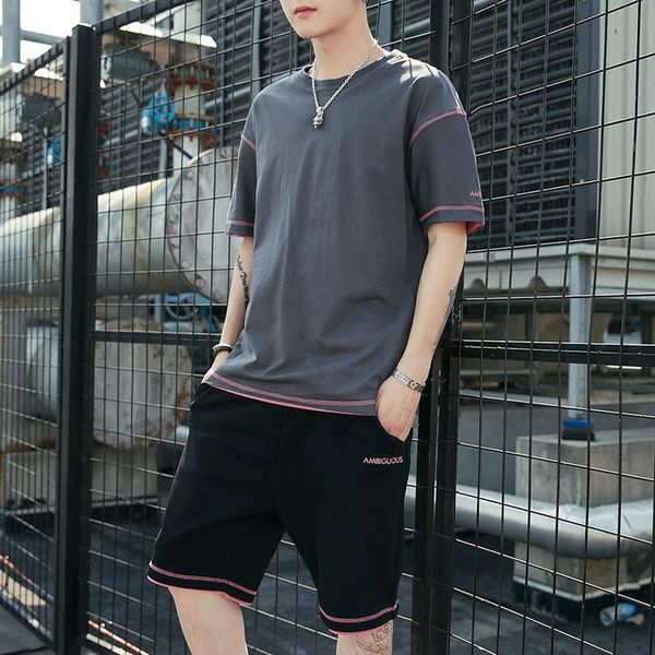 men's tracksuits sportswear summer half sleeve personalized trend loose sweater korean lazy round neck, Gray
men's tracksuits sportswear summer half sleeve personalized trend loose sweater korean lazy round neck, Gray