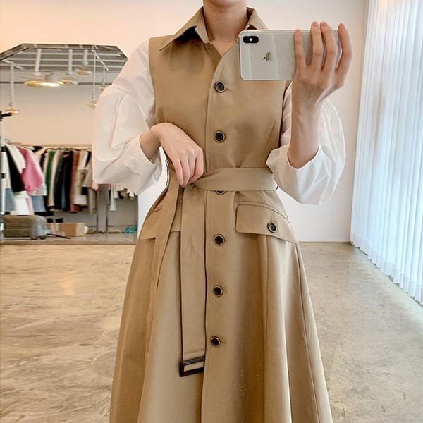 casual dresses korean chic niche in the loose lantern sleeve shirt + lapel single-breasted belted waist sleeveless dress, Black;gray
casual dresses korean chic niche in the loose lantern sleeve shirt + lapel single-breasted belted waist sleeveless dress, Black;gray