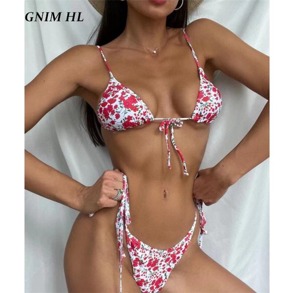 women's swimwear gnim triangle bandage string bikini women 2021 floral print swimsuit 2 piece micro swimming suit for biquini, White;black
women's swimwear gnim triangle bandage string bikini women 2021 floral print swimsuit 2 piece micro swimming suit for biquini, White;black