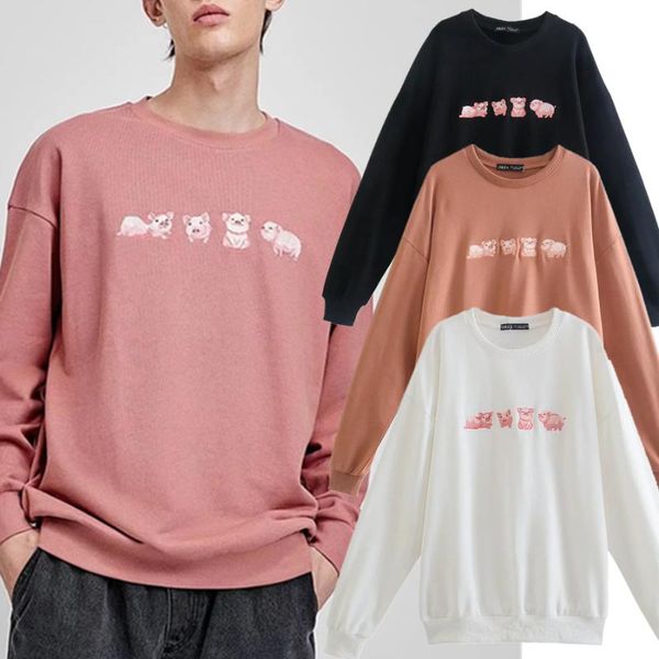 women's hoodies & sweatshirts maxdutti lovers' clothes england style high street vintage cute pig embroidered o-neck sweatshirt ca, Black
women's hoodies & sweatshirts maxdutti lovers' clothes england style high street vintage cute pig embroidered o-neck sweatshirt ca, Black