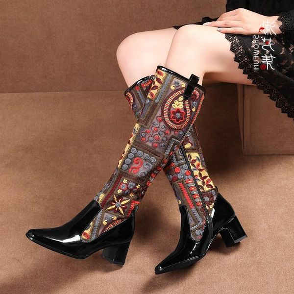 boots summer fashion china style thick heels square toe embroider mesh genuine leather plus size 42 43 women knee-high long, Black
boots summer fashion china style thick heels square toe embroider mesh genuine leather plus size 42 43 women knee-high long, Black