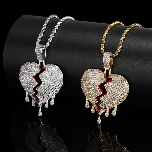 pendant necklaces hip hop iced out full cubic zircon cz drop heart breaking & necklace rope chain for men women charm jewelry, Silver
pendant necklaces hip hop iced out full cubic zircon cz drop heart breaking & necklace rope chain for men women charm jewelry, Silver