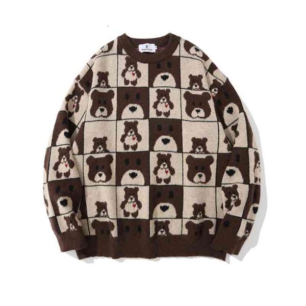 men's sweaters cartoon bear retro color matching jacquard pullovers men fashion round collar knitted sweater couple pullover x02k, White;black
men's sweaters cartoon bear retro color matching jacquard pullovers men fashion round collar knitted sweater couple pullover x02k, White;black