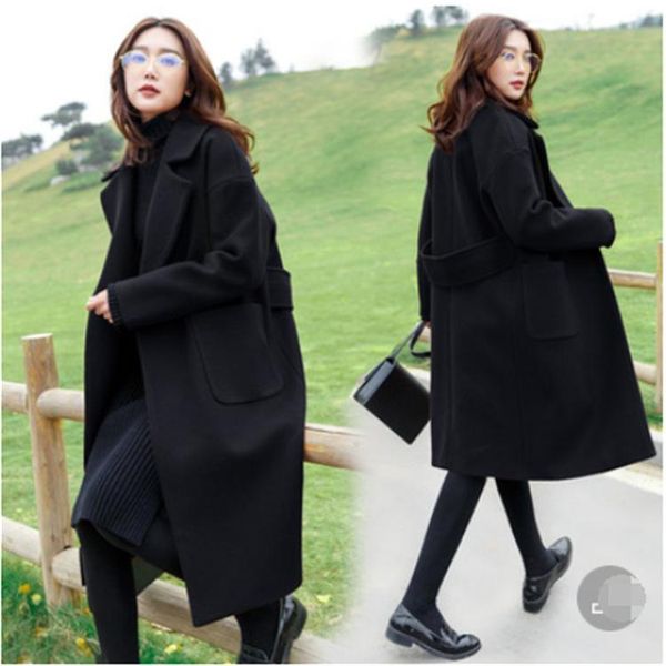 women's wool & blends in long suit collar female winter han edition over-the-knee black cloth coat thin woolen
women's wool & blends in long suit collar female winter han edition over-the-knee black cloth coat thin woolen