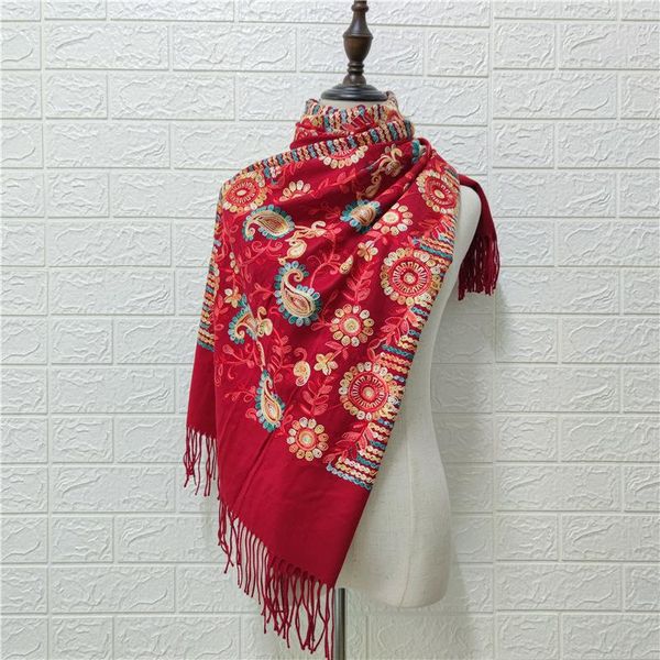 scarves nepalese lady ethnic style embroidered cashmere neckerchief women's multifunctional muffler, Blue;gray
scarves nepalese lady ethnic style embroidered cashmere neckerchief women's multifunctional muffler, Blue;gray
