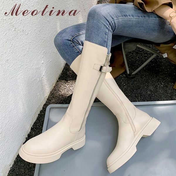 boots meotina women genuine leather thick med heel zipper buckle lady round toe knee high autumn winter beige black
boots meotina women genuine leather thick med heel zipper buckle lady round toe knee high autumn winter beige black