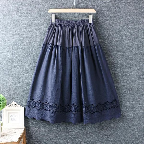 autumn japan style fresh womens skirt elastic waist hollow embroidery cotton loose women, Black
autumn japan style fresh womens skirt elastic waist hollow embroidery cotton loose women, Black