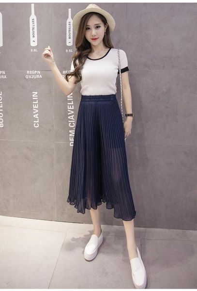 women's pants & capris 2021 summer elastic waist chiffon flounces leisure nine points pleated straight wide leg, Black;white
women's pants & capris 2021 summer elastic waist chiffon flounces leisure nine points pleated straight wide leg, Black;white