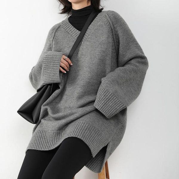 women's sweaters women 2021 autumn winter fashion long loose pullovers female v-neck sweater ladies solid color thick warm knitted y36, White;black
women's sweaters women 2021 autumn winter fashion long loose pullovers female v-neck sweater ladies solid color thick warm knitted y36, White;black