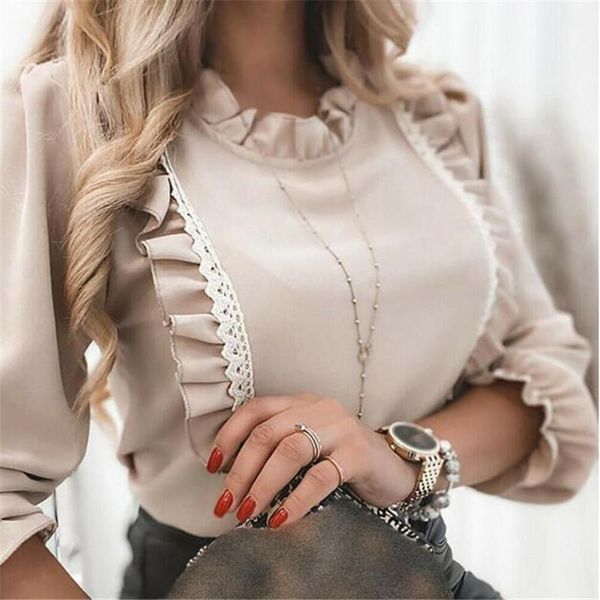 men's t-shirts women lace blouse pleated sleeve o neck shirt long harajuku ladies ruffle blouses streetwear, White;black
men's t-shirts women lace blouse pleated sleeve o neck shirt long harajuku ladies ruffle blouses streetwear, White;black
