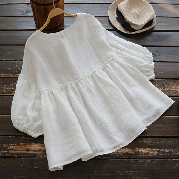 fashion summer tunic for women 2021 vintage casual female 3/4 puff long sleeve white linen womans wear blusas shirts women's blouses &
fashion summer tunic for women 2021 vintage casual female 3/4 puff long sleeve white linen womans wear blusas shirts women's blouses &