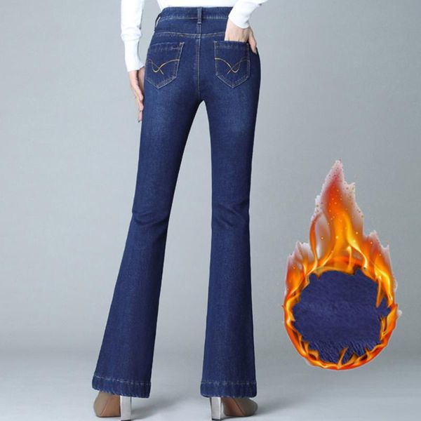 women's jeans winter thicken warm plus velvet cotton denim flared high waist slimming stretchy size s to 6xl flare trousers, Blue
women's jeans winter thicken warm plus velvet cotton denim flared high waist slimming stretchy size s to 6xl flare trousers, Blue