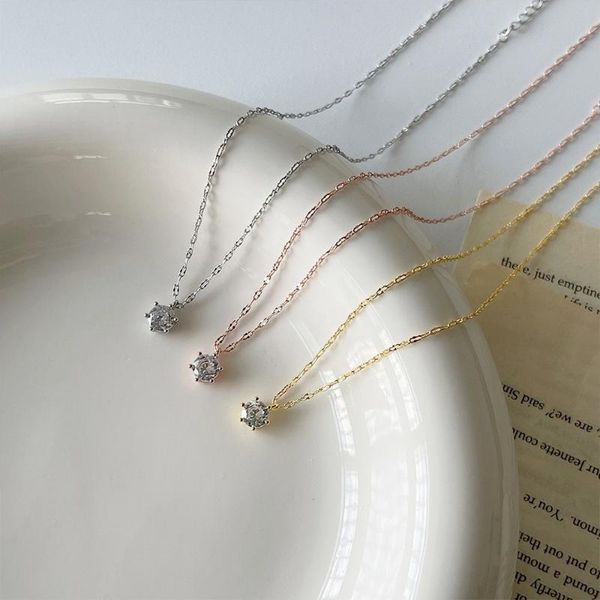 pendant necklaces japanese and korean fashion ladies party brass inlaid zircon clavicle necklace design trend style, Silver
pendant necklaces japanese and korean fashion ladies party brass inlaid zircon clavicle necklace design trend style, Silver